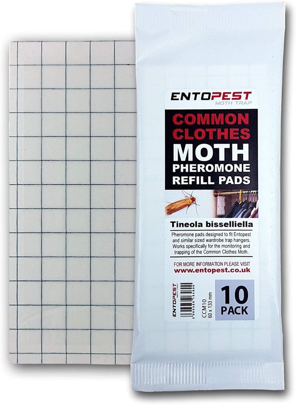 Entopest 10 Pack Pheromone Pads for Common Clothes Moth - Replacement Refill for Room & Wardrobe Hanger Control Traps (Tineola bisselliella) - Image 6