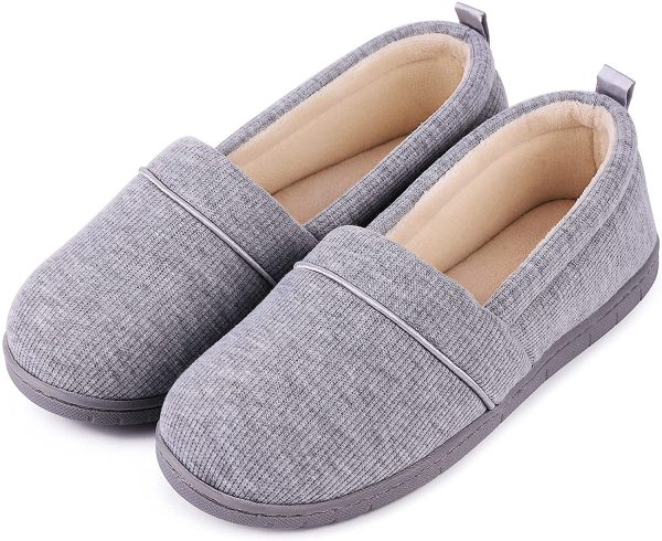 EverFoams Women's Memory Foam Comfort Knit House Shoes Light Weight Terry Cloth Loafer Slippers with Anti-Skid Rubber Sole - Image 6