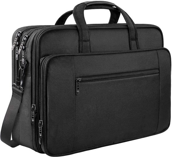 Laptop Bag 17 inch, Large Business Briefcase for Men Women Waterproof Laptop Shoulder Messenger Bag Fit 17 inch Laptop, Expandable Multifuntional Computer Bag for Laptop Tablet Notebook, Black - Image 2