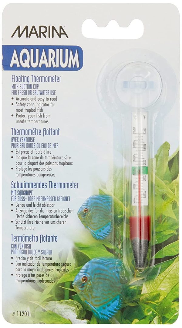 Marina Aquarium Floating Glass Thermometer with Sucker