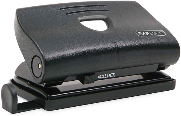 Rapesco PF87S0B1 810-P 2 Hole Punch, 12 Sheet Capacity, Black