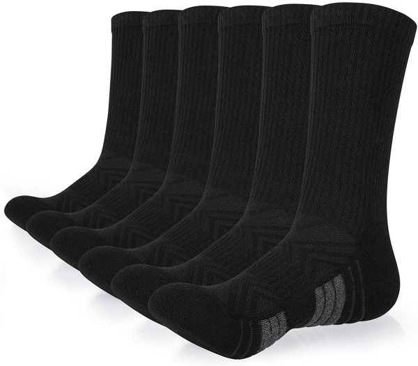 coskefy 6 Pairs Sports Socks Cushioned Walking Socks Hiking Socks Crew Athletic Socks Men Women Ladies for Outdoor Running Trainer Fitness - Image 2