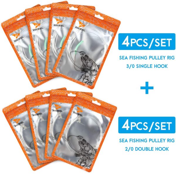 Rodeel 8PCS / 6PCS / 4PCS Sea Fishing Rigs Pulley Rigs,Single Hook & Double Hook Multi Sizes - Image 3