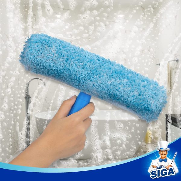 Professional Window Cleaning Combo - Squeegee & Microfiber Window Scrubber, 10"