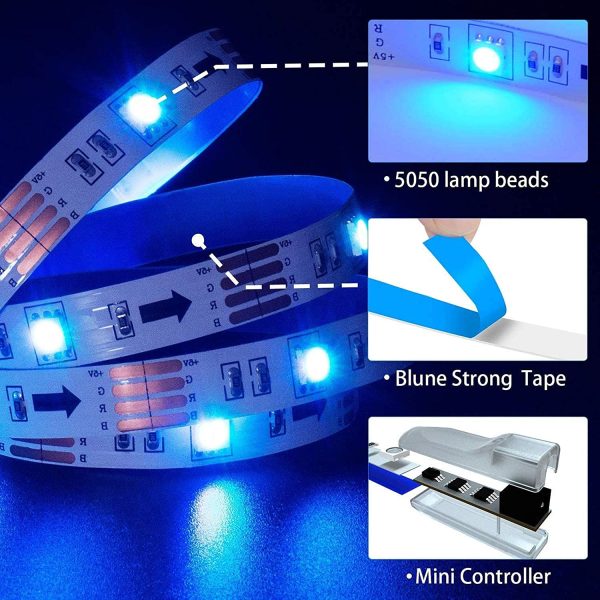 LED Strips Lights 5M,  16.4Ft RGB SMD 5050 Dimmer Led Strip Lights with Remote Mood Light for Home Kitchen Christmas Wedding Party DIY Decoration - Image 7