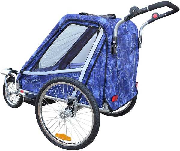 Leon Paplioshop folding bike trailer, buggy with front wheel, for 1 or 2 children, with 1 door, New