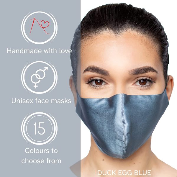 HABAC STUDIO - 100% Silk Face Mask, Face Masks Washable UK, Reusable Face Mask, Mens Face Mask, Mulberry Silk Mask, Masks for Women, Face Covering, Face Masks, Nose Wire, Choice of 15 Colours. - Image 3