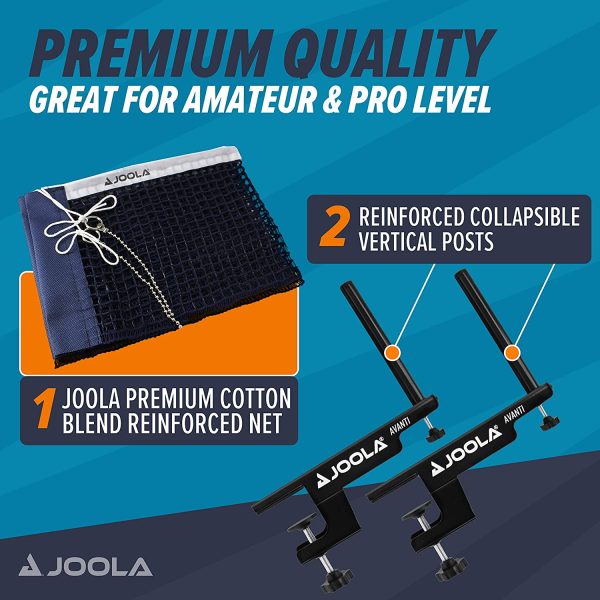 JOOLA Avanti Premium Table Tennis Post Set Portable and Easy Setup Regulation Size Ping Pong Screw On Clamp Net, , 72" - Image 6