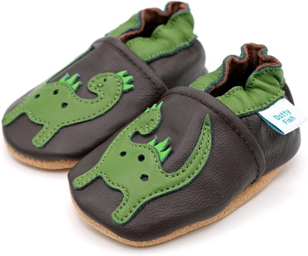 Dotty Fish Soft Leather Baby Shoes for Boys. Toddler Shoes. Non Slip. Animal Designs for Boys and Girls. 0-6 Months - 4-5 Years - Image 4