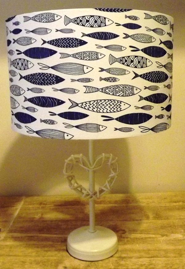 Blue Fish lamp shade,lampshade,vintage shabby chic. Bathroom, Nautical - Image 2