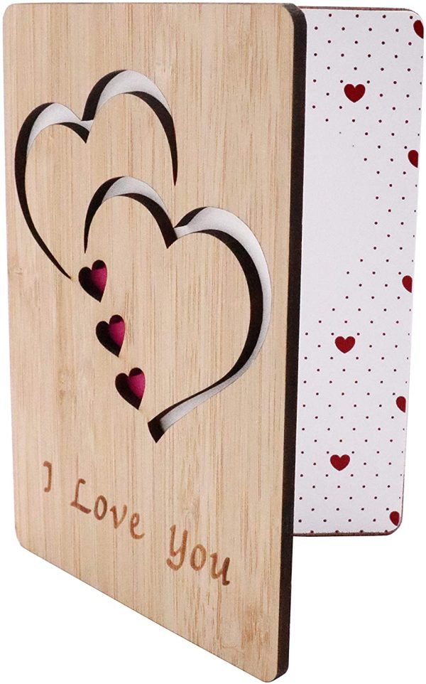 Real Bamboo Wood I Love You Card, Wooden Greeting Cards for Any Occasion, to Say Happy Valentines Day Card, Anniversary, Gifts for Wife, Him, Or Her, Or Just Because - Image 6