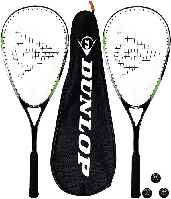 Dunlop Biotec X-Lite Ninja Squash Racket Twin Set, includes Covers & 3 Squash Balls