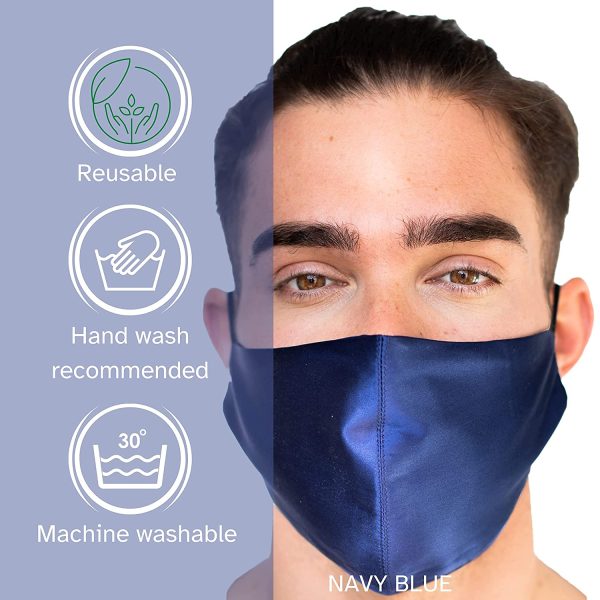 HABAC STUDIO - 100% Silk Face Mask, Face Masks Washable UK, Reusable Face Mask, Mens Face Mask, Mulberry Silk Mask, Masks for Women, Face Covering, Face Masks, Nose Wire, Choice of 15 Colours. - Image 5