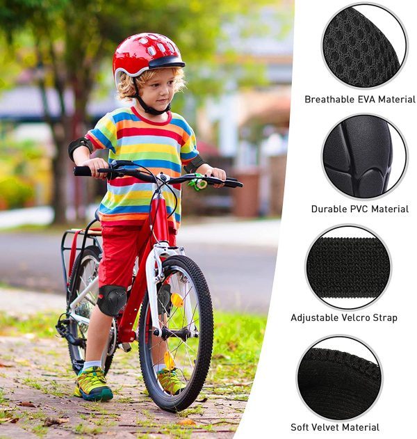 Kids Protective Gear, Knee Pads Elbow Pads Wrist Guards 3 in 1 Protective Gear Set for Skateboarding Inline Roller Skating Cycling BMX Bike Scooter Riding Sports - Image 7