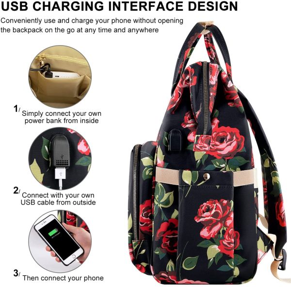 Laptop Backpack,15.6 Inch Stylish College School Backpack with USB Port Charging, Water Resistant Casual Daypack Laptop Backpack for Women/Boys/Girls/Business/Travel (Flower3) - Image 2