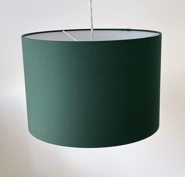 Dark Green Cotton Drum Lampshade - Image 8