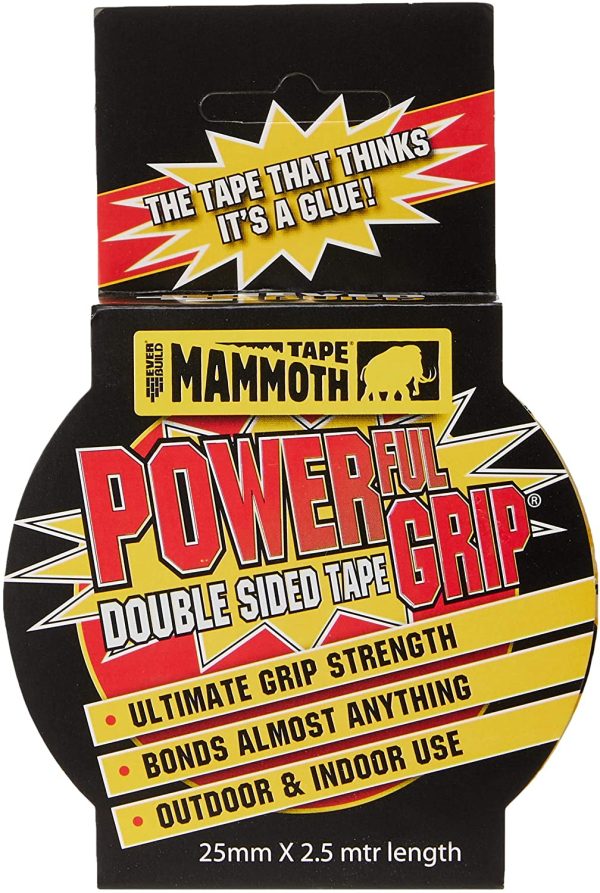 Everbuild Mammoth Powerful Grip Tape, Reinforced Double Sided Tape, Clear, 25 mm x 2.5 m - Image 5