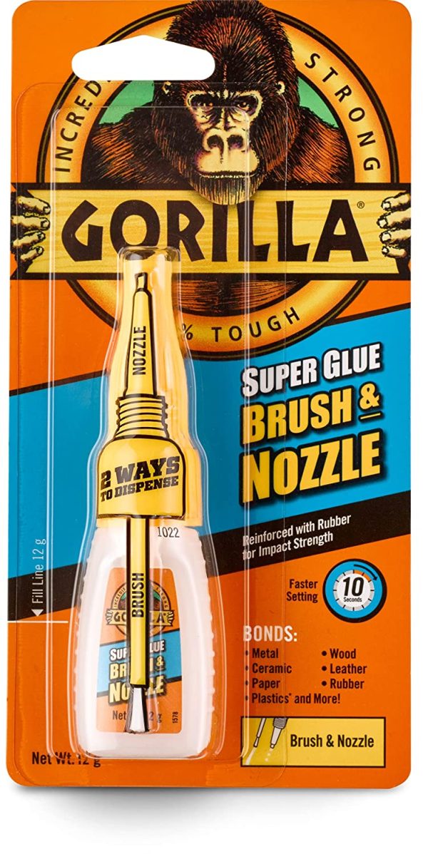 Gorilla 4044500 Super Glue 2-in-1 Brush & Nozzle Clear 12g (Pack of 6)