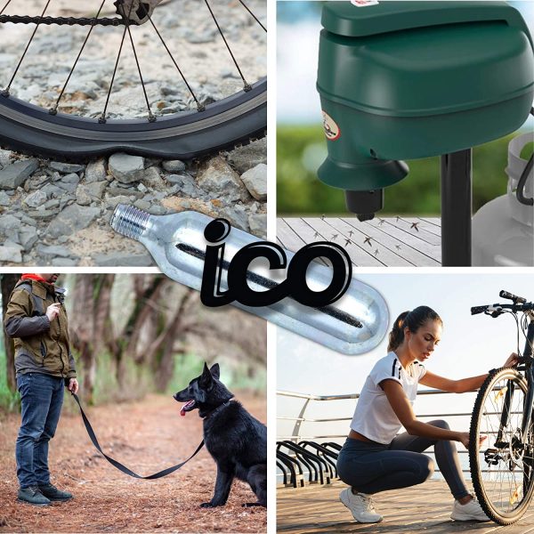 ICO - CO2 cartridge 16g threaded - 10 PACK - For threaded CO2 bike inflator - Pumps MTB or any road Cycling tIre. - Image 2