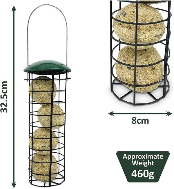 Bird Feeder With 4 Suet Balls Included - Plastic Outdoor Hanging Feeders for Garden Birds Feeding - Attracting Tits, Finches, Robins, Sparrows & many more Wild Birds - Image 3