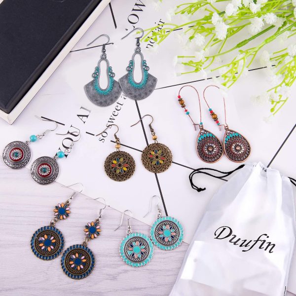 Duufin 20 Pairs Earrings Women Dangle Earrings Alloy Vintage Earrings for Women Girls - Image 7