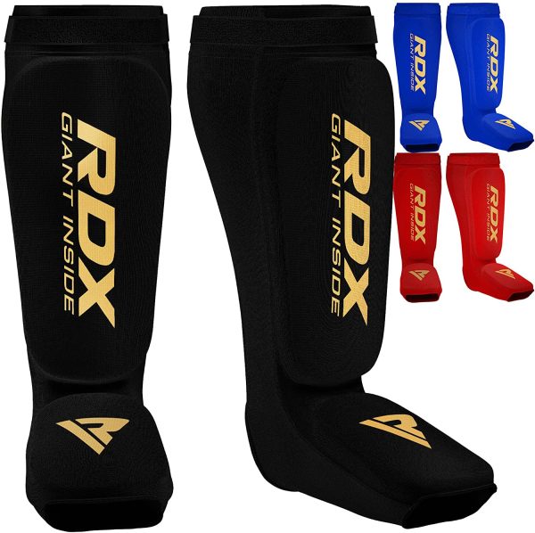 RDX Shin Guards Kickboxing Muay Thai, SATRA Approved, MMA Leg Instep Protection Pads, Sparring Training Martial Arts Boxing, Elasticated Padded Protector, karate BJJ Taekwondo Gear, Men Women - Image 5