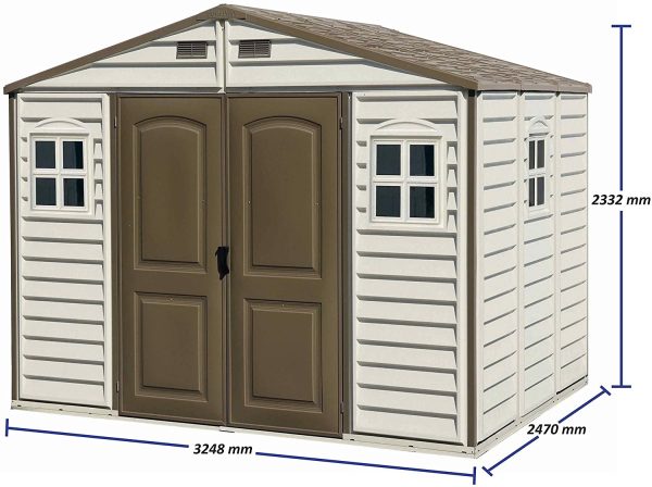 Duramax (30214-1) 10 x 8 Feet V2 Wood Side Vinyl Shed - Ivory/Brown - Image 2