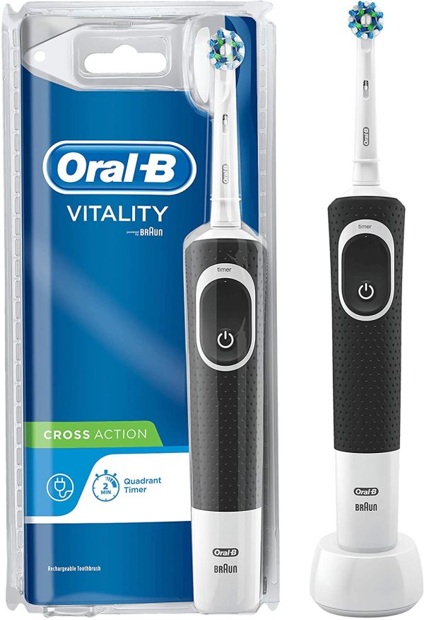 Oral-B Vitality CrossAction Electric Toothbrush, 1 Handle, 1 Cross Action Toothbrush Head, 1 Mode with 2D Cleaning, 2 Pin UK Plug, Black & White - Image 5