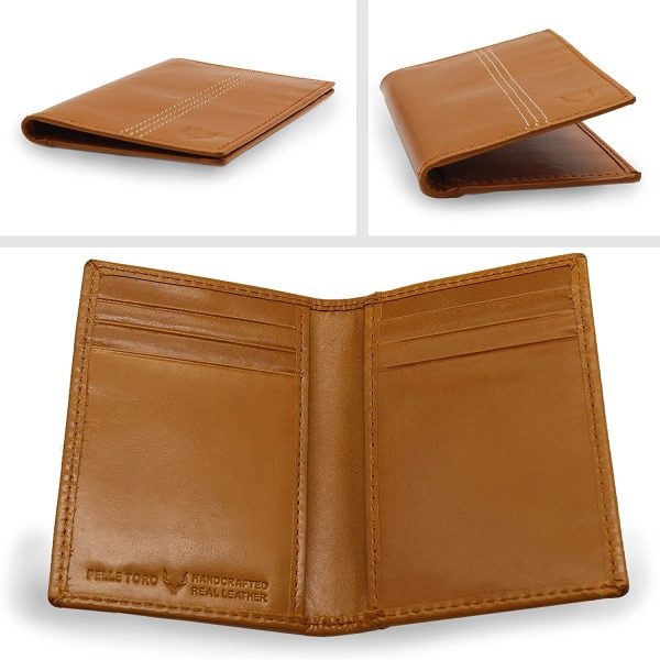 Pelle Toro Minifold Leather Credit Card Holder Wallet for Men, Thin RFID Blocking Contactless Card Protector, Handmade Minimalist Slim Mens Card Wallet in Mens Gift Box, Tan Wallet - Image 4