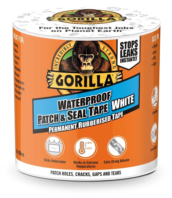 Gorilla 105292 Waterproof Patch & Seal Tape White 100mm x 3m (Pack of 3) - Image 2