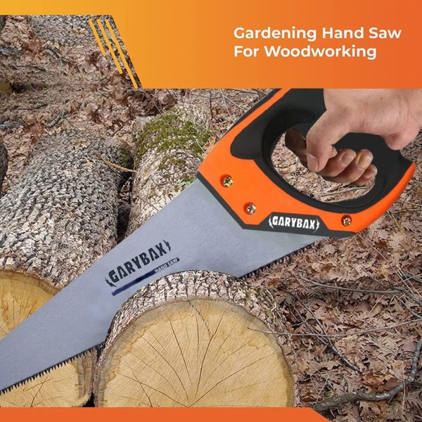 GARYBAX 18 Inches Hand Saw -Perfect Saw -Heavy Duty Wood Saw -Non-Slip Handle Hand Saw for Wood Working - Gardening Saws for Woodworking- Professional Pruning Saw- Razor Sharp Blades Saw - Image 4