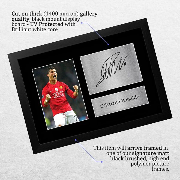 FR A4 Cristiano Ronaldo Manchester United Man Utd Gifts Printed Signed Autograph Picture for Football Fans and Supporters - A4 Framed - Image 3