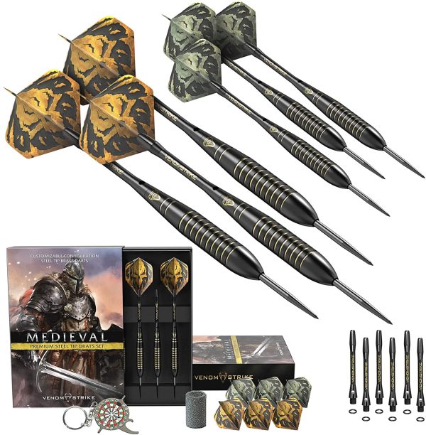 CC-Exquisite Professional Darts Set - 6 Steel Tip Darts Complete with 12 Dart Flights and 12 Aluminum Shafts Customizable Configuration, 12 O-Rings, Tool, Sharpener and Case for Man Cave & Game Room - Image 7