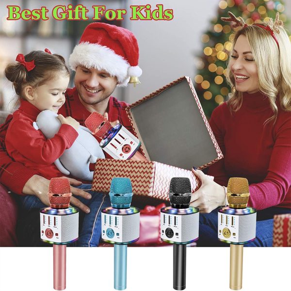 Karaoke Wireless Microphone, 5 in 1 Bluetooth Microphone with Dancing LED Lights, Portable Singing Mic Karaoke Machine Speaker, Home KTV Karaoke Player for Kids Adults Party Support Android iOS Device - Image 2