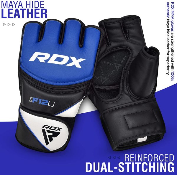 RDX MMA Gloves for Grappling Martial Arts Training, D. Cut Open Palm Maya Hide Leather Sparring Mitts, Perfect for Cage Fighting, Combat Sports, Punching bag, Muay Thai and Kickboxing - Image 6