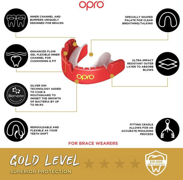 Opro Gold Level Mouthguard for Braces | Gum Shield for Rugby, Hockey and other Contact Sports - Image 2