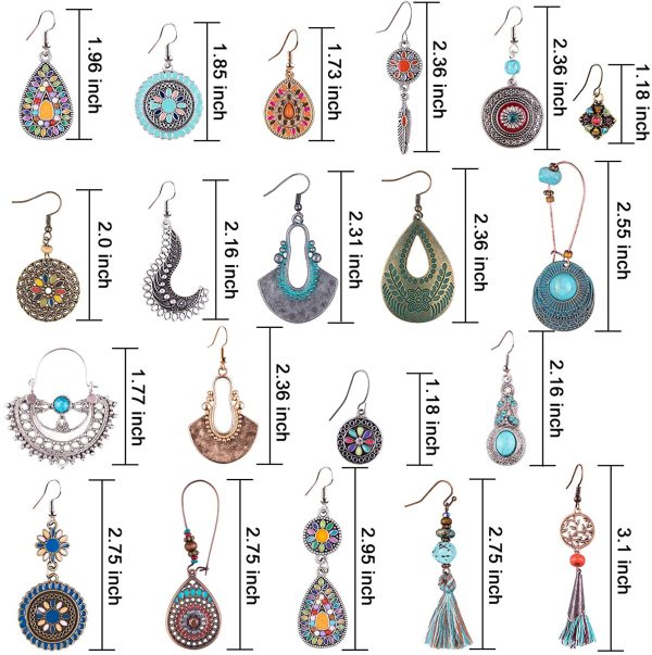 Duufin 20 Pairs Earrings Women Dangle Earrings Alloy Vintage Earrings for Women Girls - Image 5