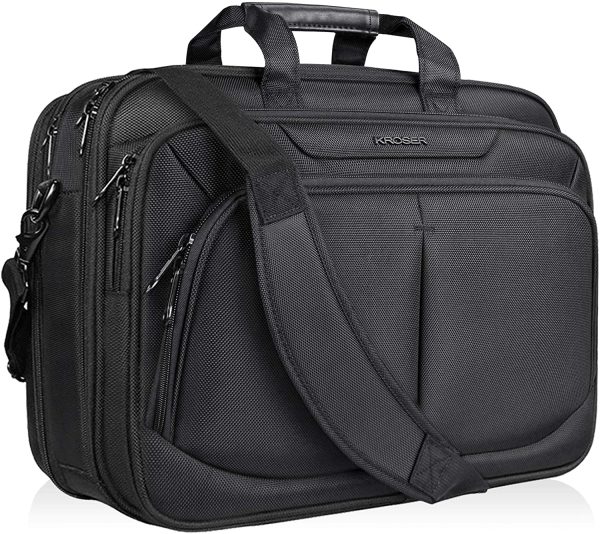 KROSER Laptop Bag for 17" Laptop Briefcase Water-Repellent Expandable Computer Bag Business Messenger Bag Shoulder Bag for School/Travel/Women/Men-Black - Image 4