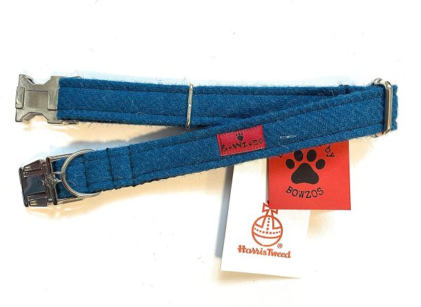 Harris Tweed Dog Collar - Bonnie Blue - Image 2