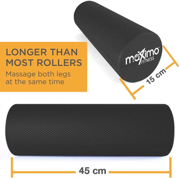 Maximo Fitness Foam Roller ?C Exercise Rollers for Trigger Point Self Massage & Muscle Tension Relief - 15cm x 45cm Massager for Back, Legs, Workouts, Gym, Pilates and Yoga ?C Black - Image 3