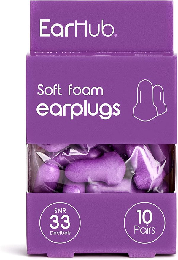 EarHub Sleepwell Soft Foam Earplugs 10 Pairs. Hearing Protection 33dB. Ear Plugs Best Used for Sleep. Also Used for Travel, Work, Study & Concerts, Purple - Image 7