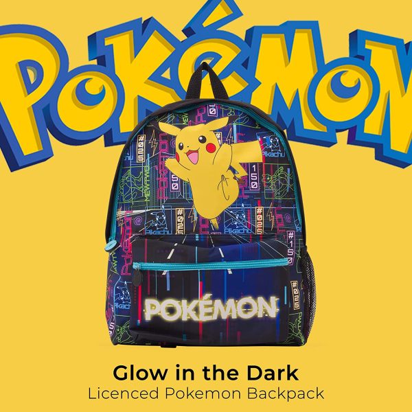 Licenced Pok??mon Glow in The Dark Backpack | Large Pokemon Rucksack with Pikachu | Official Pokemon School Bag for Boys and Girls | Kids Pokemon Bags | Christmas Back to School gift - Image 6