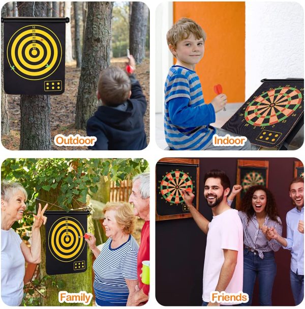 LET'S GOT! Powerful Double-Sided Magnet 15''Dart Board Set (6 pcs darts) - Garden Toys & Ideal Gift - Image 4