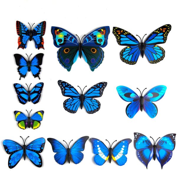 36 Pieces 3D Butterfly Wall Stickers Wall Butterflies Girls Bedroom Accessories Multi-Color Optional (Blue) - Image 4