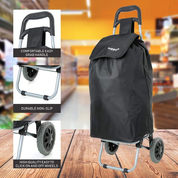 Hoppa 47Ltr Lightweight Shopping Trolley 2022 Model, Hard Wearing & Foldaway for Easy Storage With 1 years Guarantee (Black 140) - Image 6