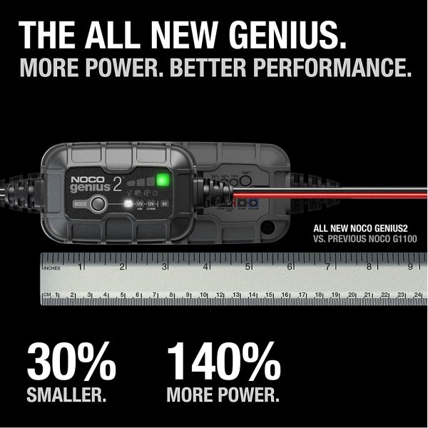 GENIUS2UK, 2A Fully-Automatic Smart Charger, 6V and 12V Battery Charger, Battery Maintainer, Trickle Charger and Battery Desulfator with Temperature Compensation - Image 2