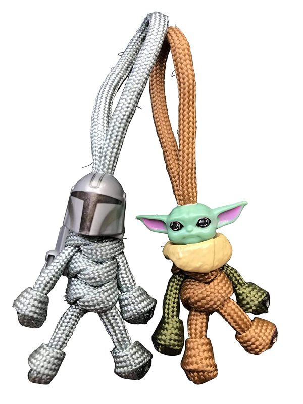 Buddy Keychains - Baby Yoda & Mandalorian Key Rings | Star Wars Gifts For Christmas | Handmade Knot Keyring Gifts For Christmas & Kid's School Bags and Keys.