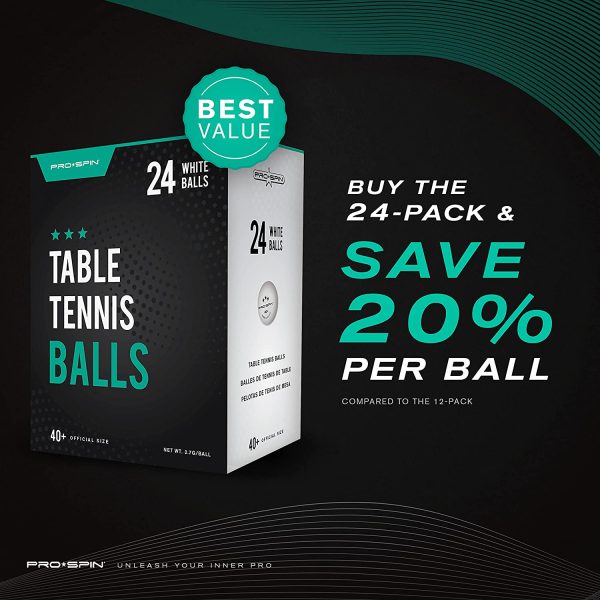 PRO-SPIN Ping Pong Balls - White 3-Star 40+ Table Tennis Balls (Packs of 12, 24) | High-Performance ABS Training Balls | Ultimate Durability for Indoor & Outdoor Table Tennis - Image 4