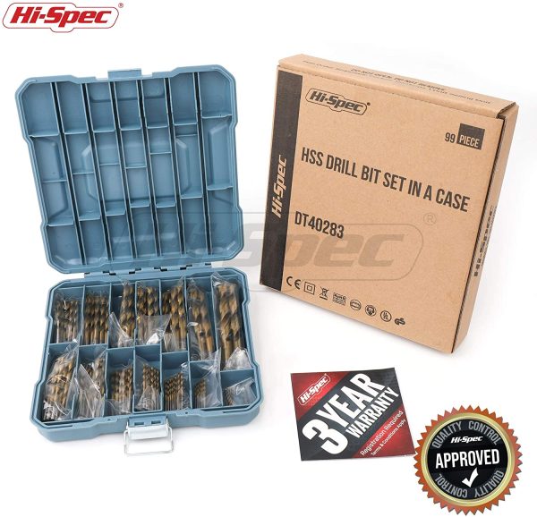 Hi-Spec 99 Piece Multi Drill Bit Set. 14 Sizes from 1mm to 10mm. HSS Titanium Steel Bits for Metal, Woods & Plastics. Complete in a Storage Case - Image 7