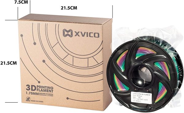 PLA Filament 3D Printer Filament 1.75mm 1kg Rainbow PLA Colour Changing Multicolor Filament 1kg(2.2lbs) Spool Pack of 1 XVICO - Image 4